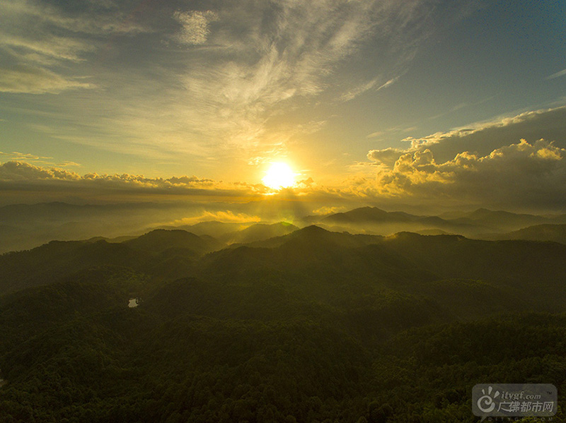 云勇林场成为全国首批17家“中国森林体验基地”之一、广东省首个获此殊荣的国家级森林公园。（云勇日出 广佛都市网龙上淳摄于云勇森林公园）